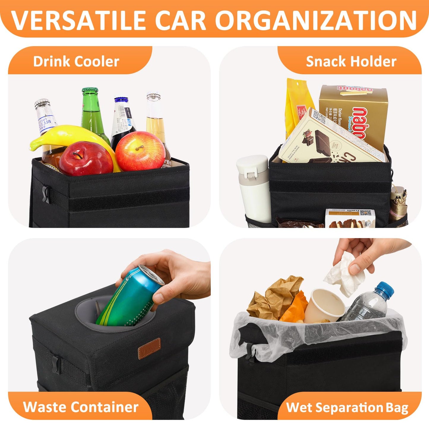 Vankor Leakproof Vehicle Trash Can for Car, SUV & Truck