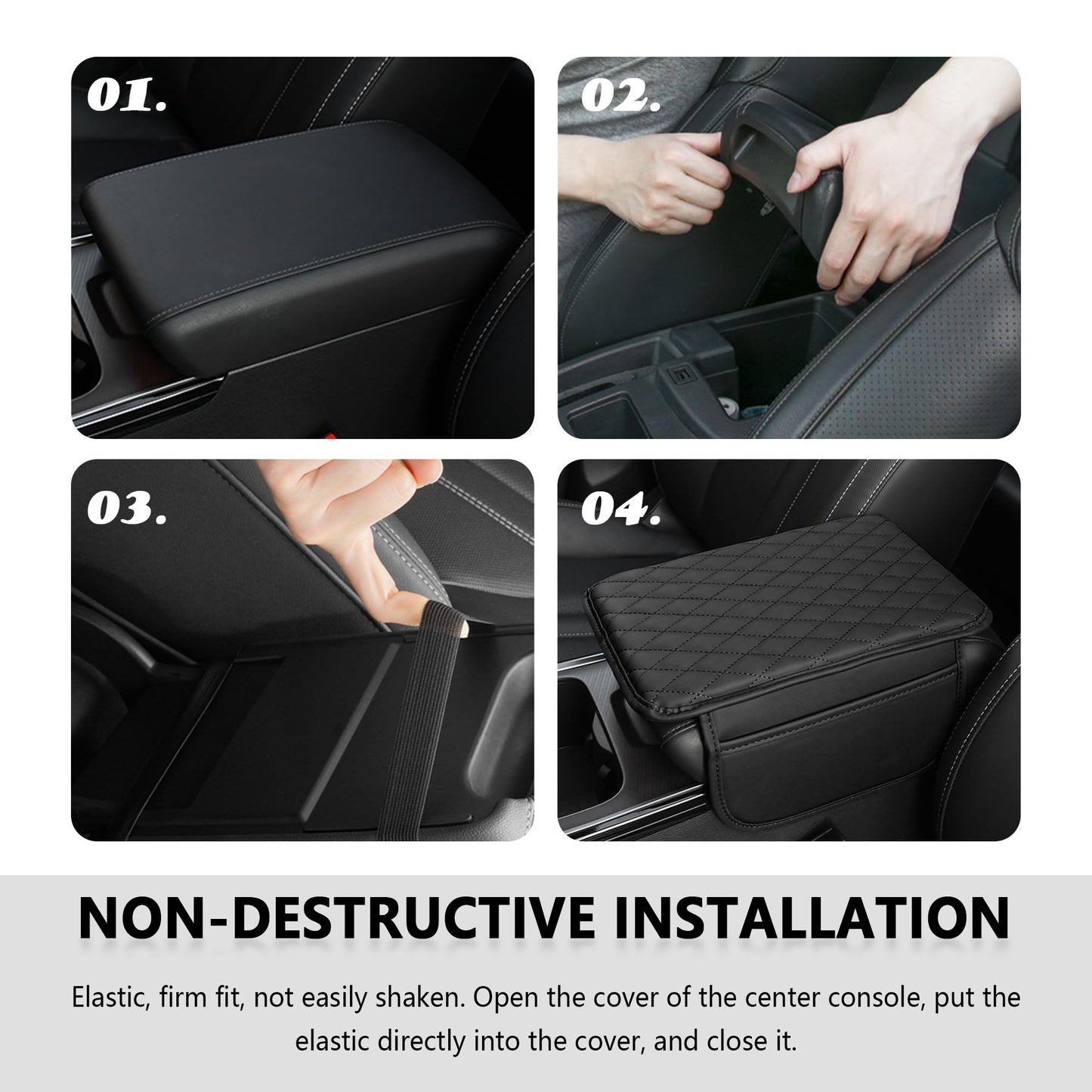 Stacool Car Armrest Cover with 2 Storage Bags – Black