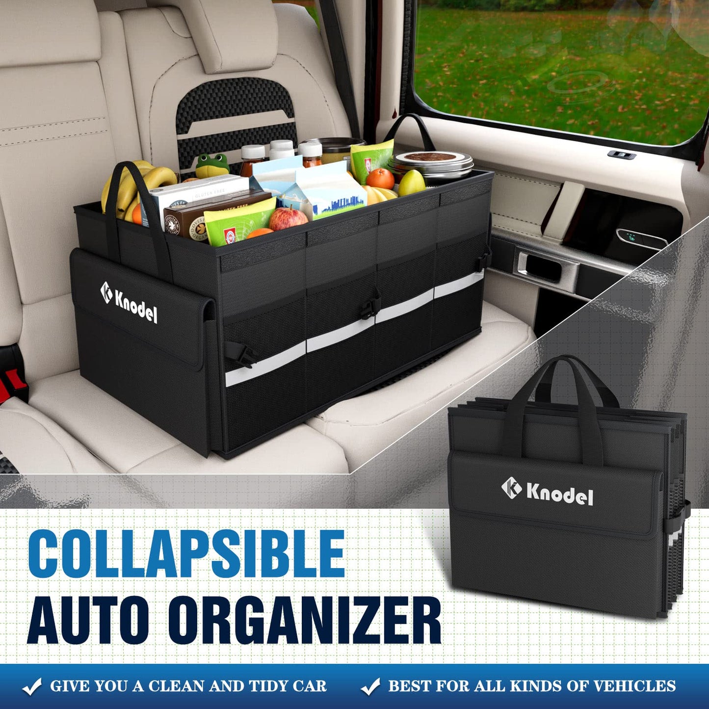 K KNODEL Foldable SUV Trunk Organizer with Lid