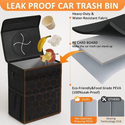 Vankor Leakproof Vehicle Trash Can for Car, SUV & Truck